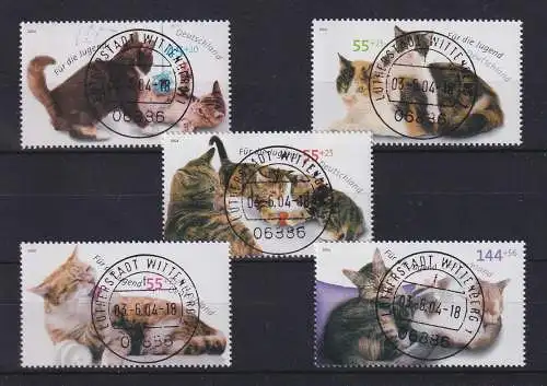 Bund 2004 Katzen Mi.-Nr. 2402-2406 Satz schön gestempelt LUTHERSTADT WITTENBERG 