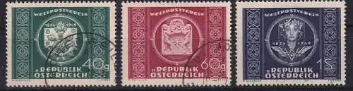 Österreich 1950  Weltpostverein Mi.-Nr. 943-45 Satz 3 Werte kpl. gestempelt