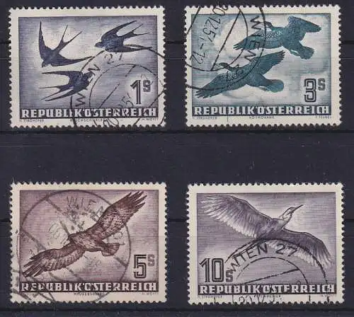 Österreich 1953  Flugpost Vögel Mi.-Nr. 984-87 Satz 4 Werte kpl. gestempelt