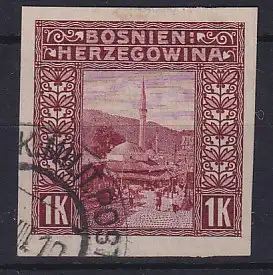 Österreich Bosnien-Herzegowina 1 Kr. Mi.-Nr. 42 ungezähnt mit Eck-O