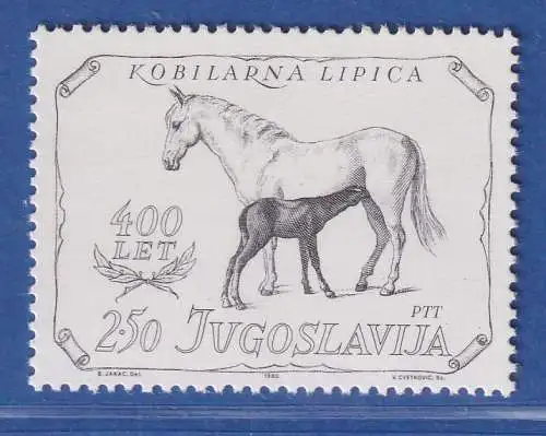 Jugoslawien 1980.  400 Jahre Gestüt Lipica  Lipizzaner  Mi.-Nr.1844 **/ MNH