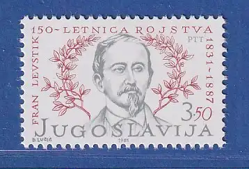 Jugoslawien 1981. 150. Geburtstag von Fran Levstik   Mi.-Nr.1900  **/ MNH