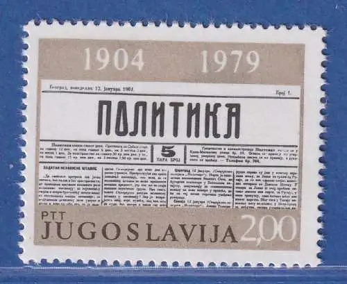 Jugoslawien 1979  75 Jahre Zeitung " Polotika "  Mi.-Nr.1777 **/ MNH