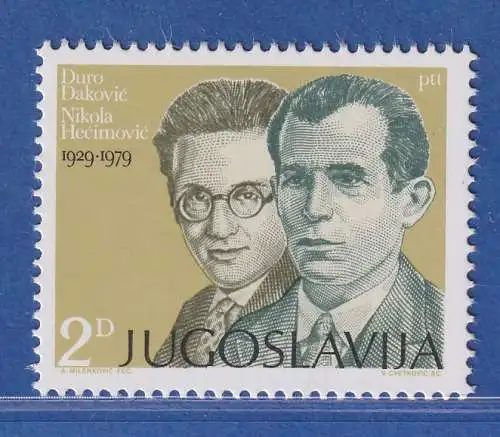 Jugoslawien 1979  50. Todestag von Djure Dj. und Nikola H.  Mi.-Nr.1815 **/ MNH