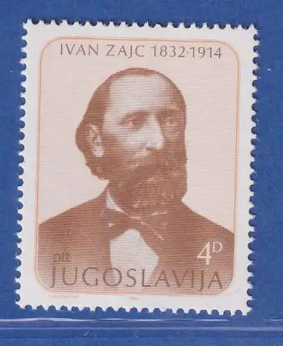 Jugoslawien 1982 150. Geb. Ivan Zajc, Komponist Mi.-Nr.1938 ** / MNH 