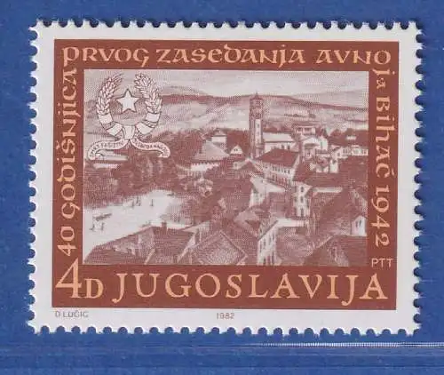 Jugoslawien 1982 40 Jahre AVNOJ-Sitzung Bihac  Mi.-Nr. 1956 ** / MNH 