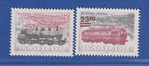 Jugoslawien 1983 110 Jahre Eisenbahn nach Rijeka Mi.-Nr. 1981-82 ** / MNH 