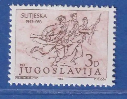 Jugoslawien 1983 40 Jahre Schlacht an der Sutjeska Mi.-Nr.1987 ** / MNH