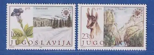 Jugoslawien 1983 Europ. Naturschutz: Enzian, Gemse Mi.-Nr. 2000-2001 ** / MNH