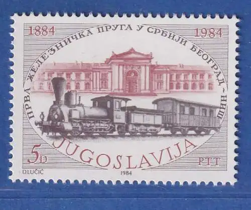 Jugoslawien 1984 100 Jahre Eisenbahn Belgrad-Nis Mi.-Nr. 2044 ** / MNH