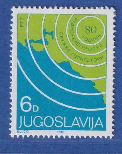 Jugoslawien 1984 80 Jahre Funktelegraphie in Montenegro  Mi.-Nr. 2070 ** / MNH