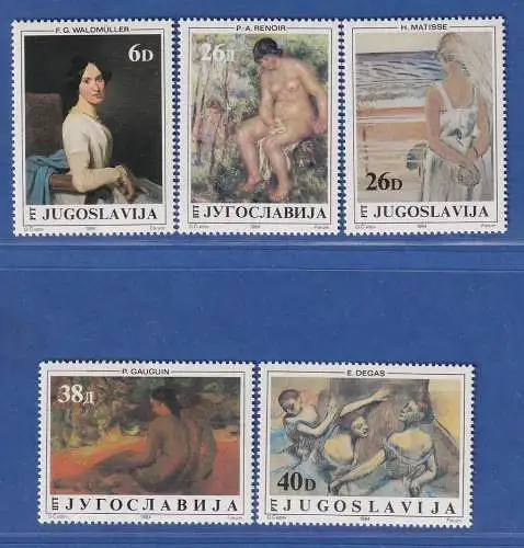 Jugoslawien 1984 Kunst Gemälde Mi.-Nr. 2083-87 ** / MNH