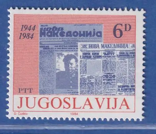 Jugoslawien 1984 40 Jahre Tageszeitung Nova Makedonija Mi.-Nr. 2089 ** / MNH