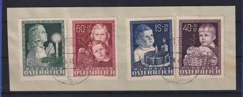 Österreich 1949 Glückliche Kinheit Mi.-Nr. 929-932 O MITWITZ (Stm.) a. Briefstk.