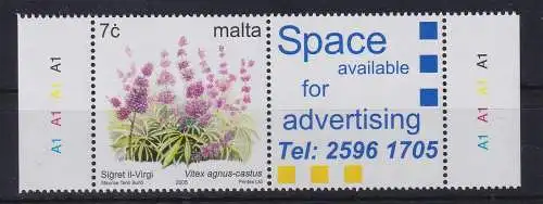 Malta 2005 Mönchspfeffer Mi.-Nr. 1253 IIC mit Reklamefeld postfrisch **