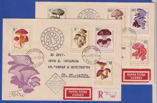 Bulgarien 1961 Pilze Mi.-Nr. 1271-1278 auf 2 FDC O SOFIA nach Stara Sagora