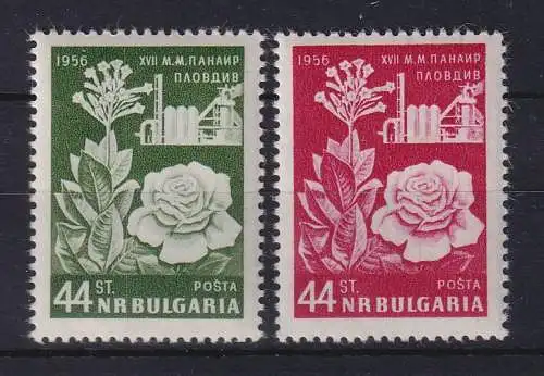 Bulgarien 1956 Messe Plovdiv, Rose, Tabakpflanze Mi.-Nr. 994-995 postfrisch **