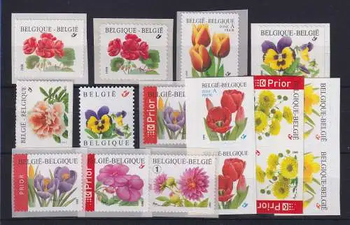 Belgien Lot 16 Werte Freimarken  Blumen "forever" postfrisch **