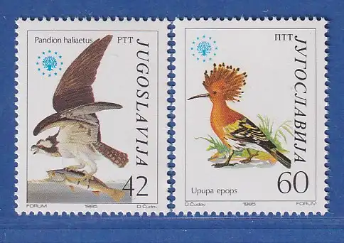 Jugoslawien 1985 Europäischer Naturschutz  Mi.-Nr. 2100-2101 ** / MNH