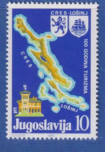 Jugoslawien 1985 100 Jahre Tourismus auf Cres und Losinj  Mi.-Nr. 2111 ** / MNH