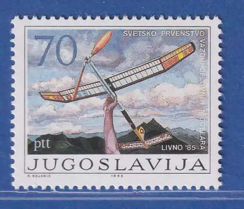 Jugoslawien 1985  WM im Modellfreiflug Livno, Flugmodell  Mi.-Nr.2120** / MNH