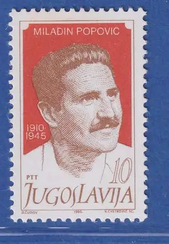 Jugoslawien 1985  75. Geburtstag von Milain Popovic  Mi.-Nr.2129 ** / MNH