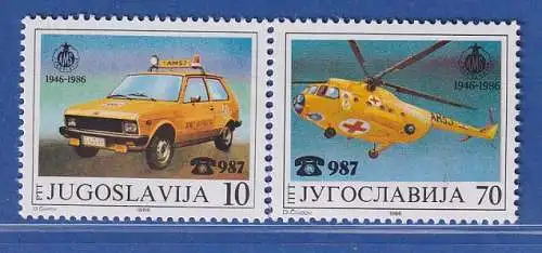 Jugoslawien 1986 40 Jahre Jugoslaw. Automobilverband  Mi.-Nr.2146-47 ** / MNH