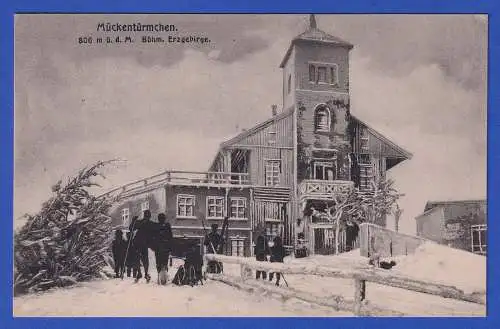 Alte AK Mückentürmchen (Komáří hůrka) im tschechischen Erzgebirge ungebraucht