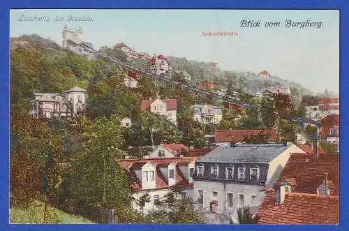 Alte AK Dresden-Loschwitz Blick vom Burgberg Schwebebahn ungebraucht