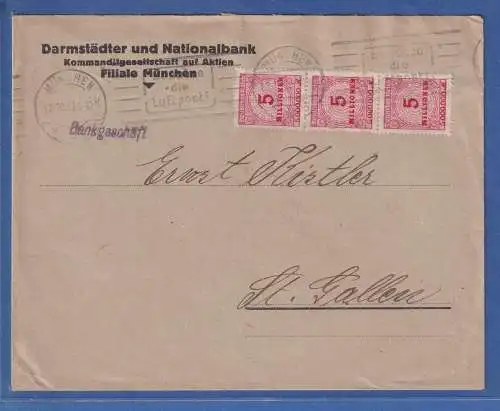 Dt. Reich Inflation Mi.-Nr. 317 AW 3x auf Brief aus München vom 12.10.23