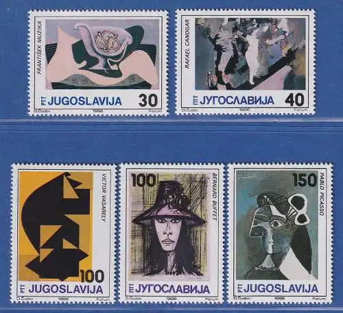 Jugoslawien 1986  Gemälde Kunstmuseum Skopje Mi.-Nr. 2201-2205 ** / MNH