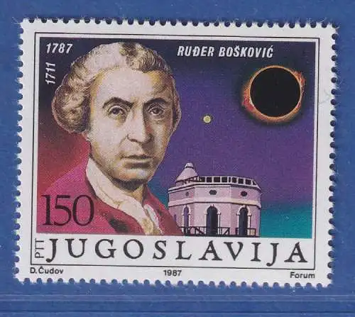 Jugoslawien 1987  200. Todestag von R.Giuseppe Boskovich Mi.-Nr. 2210** / MNH