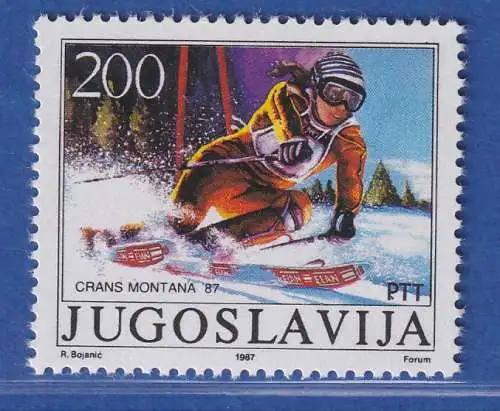 Jugoslawien 1987 Medaillie für Mateja Svet im Ski-Alpin Mi.-Nr.2215 ** / MNH