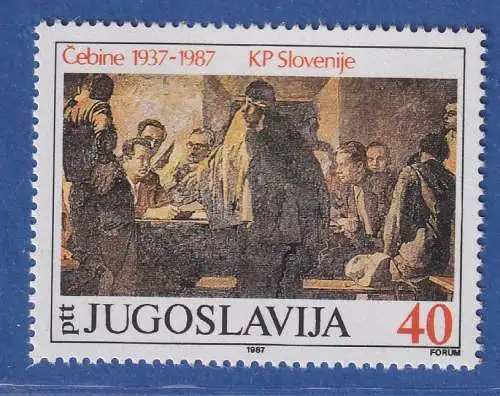 Jugoslawien 1987 50 Jahre Kommunistische Partei Slowenien Mi.-Nr.2218 ** / MNH