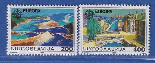 Jugoslawien 1987 Europa: Moderne Architektur Brücken Mi.-Nr.2219-2220 ** / MNH