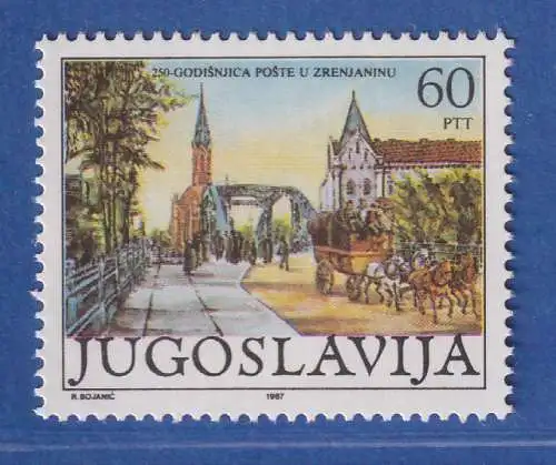 Jugoslawien 1987 250 Jahre Postwesen in Zrenjanin  Mi.-Nr.2229 ** / MNH