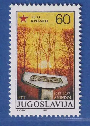 Jugoslawien 1987 50 Jahre Kommun. Partei Kroatien Mi.-Nr. 2236 ** / MNH