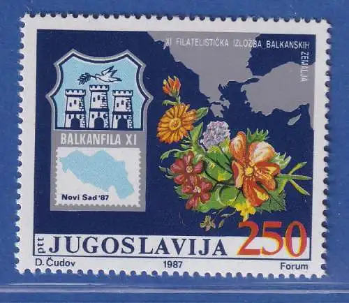 Jugoslawien 1987 Briefmarkenausstellung BALKANPHILA XI Mi.-Nr. 2238 ** / MNH