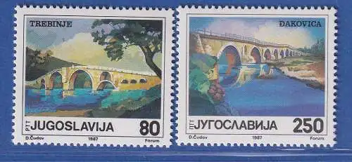 Jugoslawien 1987 Alte Brücken  Mi.-Nr. 2243-2244 ** / MNH