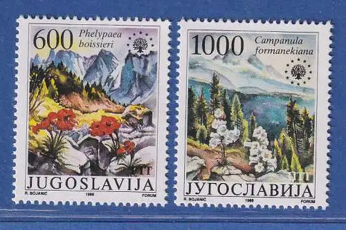 Jugoslawien 1988  Europäischer Naturschutz Mi.-Nr. 2284-2285 ** / MNH