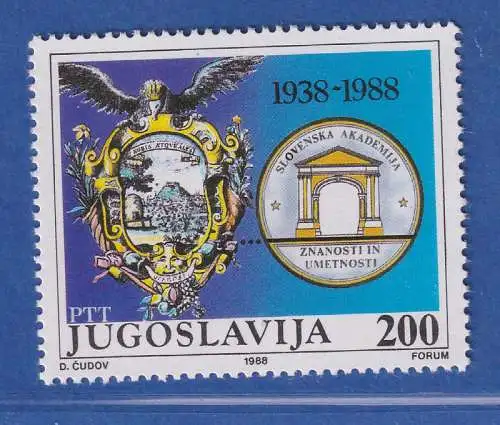 Jugoslawien 1988 50 J.Slowenische Akademie für Wissenschaft Mi.-Nr 2302 ** / MNH