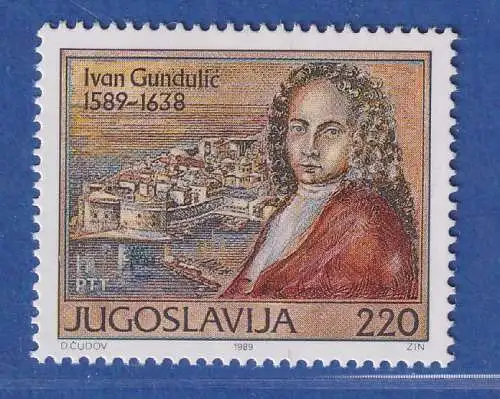 Jugoslawien 1989 400. Geburtstag Ivan Gundulic, Dubrovnik Mi.-Nr.2326 ** / MNH