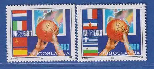 Jugoslawien 1989 Basketball-EM der Männer Mi.-Nr.2355-56 ** / MNH