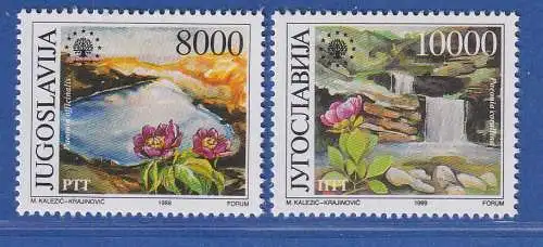 Jugoslawien 1989 Europäischer Naturschutz Pfingstrosen Mi.-Nr.2374-75 ** / MNH