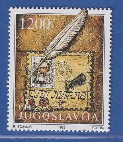 Jugoslawien 1989 Tag der Briefmarke, Federkiel  Mi.-Nr.2379 ** / MNH
