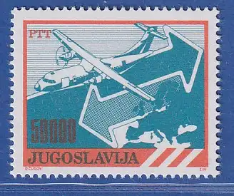 Jugoslawien 1989  Freimarke: Postdienst Flugzeug ATR-42 Mi.-Nr.2384 ** / MNH