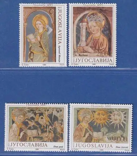 Jugoslawien 1989  Kunst: Fresken in Hrastovlje  Mi.-Nr.2385-2388 ** / MNH