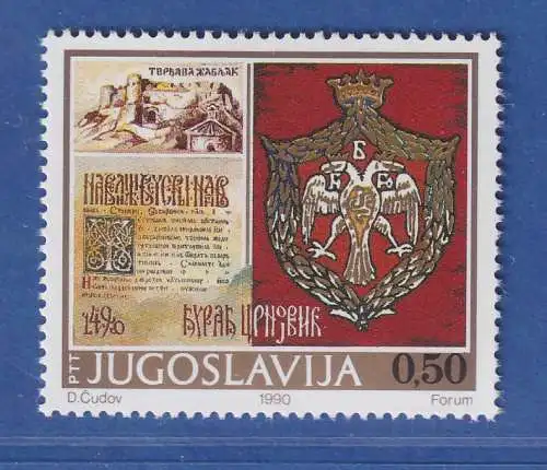 Jugoslawien 1990 500.J.Thronbesteigung Djuradj Crnojevic  Mi.-Nr.2410 ** / MNH