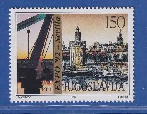 Jugoslawien 1992  Weltausstellung EXPO '92 Sevilla  Mi.-Nr.2533  ** / MNH