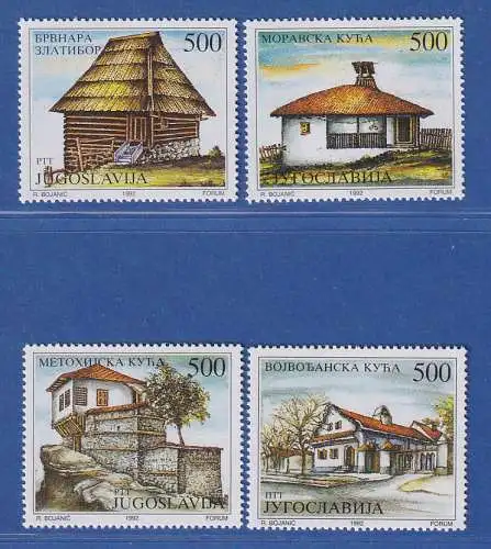 Jugoslawien 1992 Museumsexponate: Bauernhäuser  Mi.-Nr.2574-2577 ** / MNH